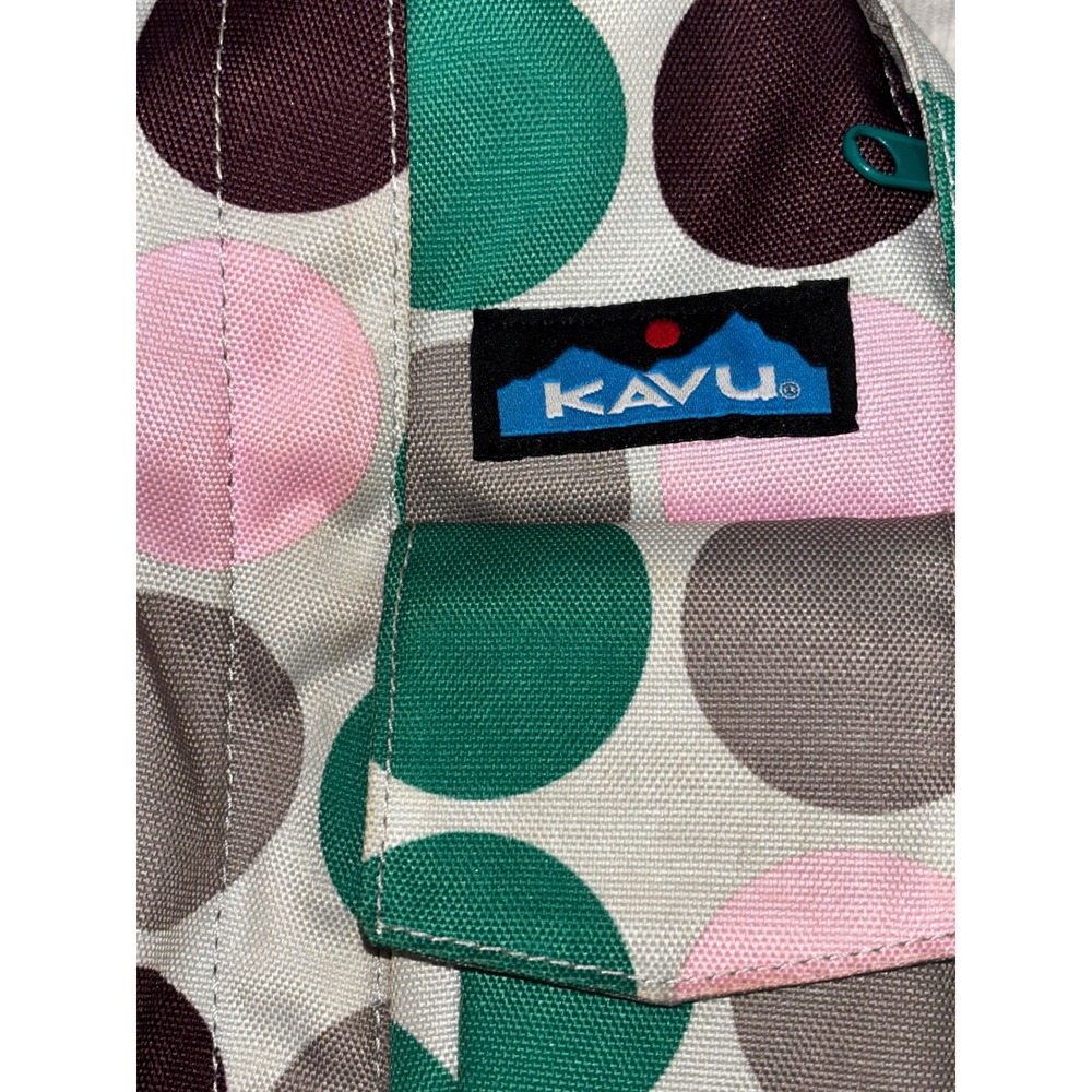 KAVU‎ Rope Bag Sling Backpack Polka Dot Green Pink Grey Crossbody - Picture 2 of 8